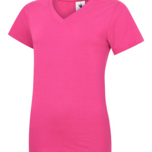 Ladies Classic V-Neck T-Shirt - Hot Pink, XS