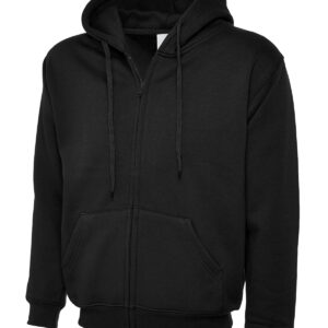 Adults Classic Full Zip Hooded Sweatshirt - Black, XS