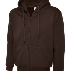 Adults Classic Full Zip Hooded Sweatshirt - Brown, XS