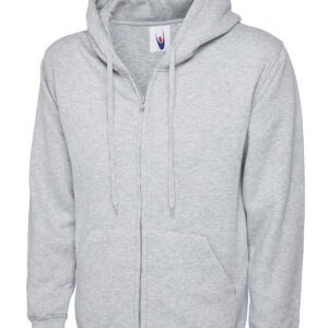 Adults Classic Full Zip Hooded Sweatshirt - Heather Grey, XS