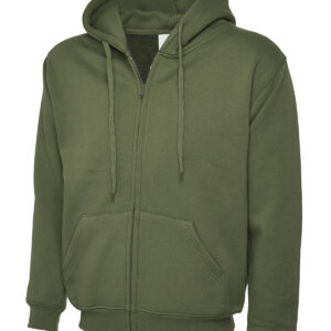 Adults Classic Full Zip Hooded Sweatshirt - Olive, XS