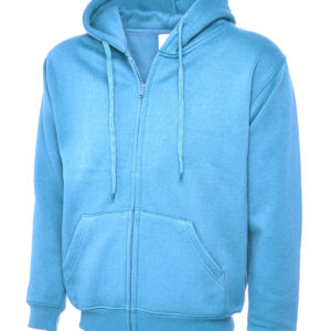 Adults Classic Full Zip Hooded Sweatshirt - Sky, XS