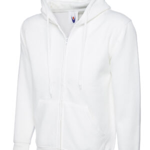 Adults Classic Full Zip Hooded Sweatshirt - White, XS