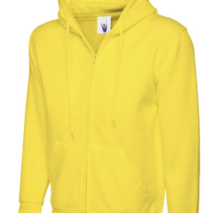 Adults Classic Full Zip Hooded Sweatshirt - Yellow, XS