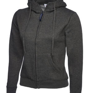 Ladies Classic Full Zip Hooded Sweatshirt - Charcoal, XS