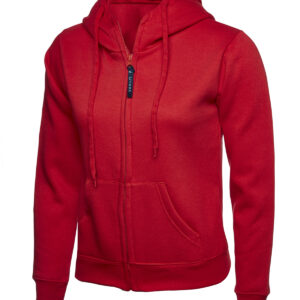 Ladies Classic Full Zip Hooded Sweatshirt - Red, XS