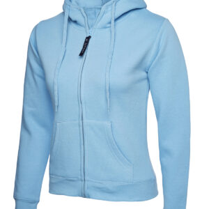 Ladies Classic Full Zip Hooded Sweatshirt - Sky, XS