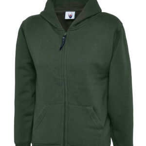 Childrens Classic Full Zip Hooded Sweatshirt - Bottle* Green, 5/6 Yrs