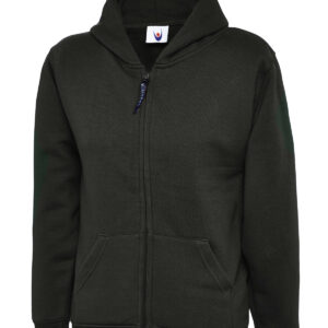 Childrens Classic Full Zip Hooded Sweatshirt - Black, 5/6 Yrs