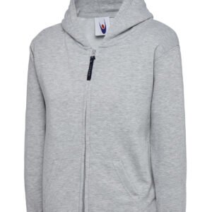 Childrens Classic Full Zip Hooded Sweatshirt - Heather Grey, 5/6 Yrs