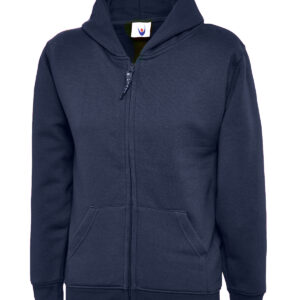 Childrens Classic Full Zip Hooded Sweatshirt - Navy, 5/6 Yrs