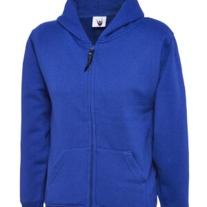 Childrens Classic Full Zip Hooded Sweatshirt - Royal, 5/6 Yrs