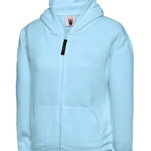 Childrens Classic Full Zip Hooded Sweatshirt - Sky, 5/6 Yrs