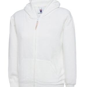Childrens Classic Full Zip Hooded Sweatshirt - White, 5/6 Yrs