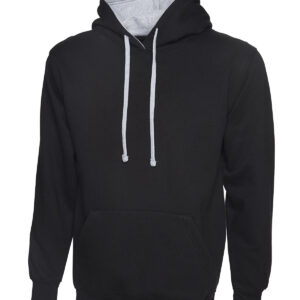 Contrast Hooded Sweatshirt - Black/Heather Grey, XS