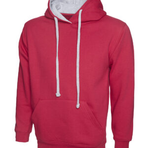 Contrast Hooded Sweatshirt - Fuchsia/Heather Grey, XS