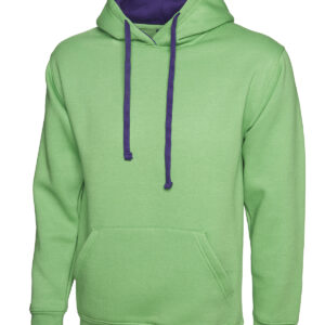 Contrast Hooded Sweatshirt - Lime/Purple, XS