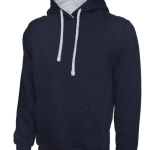 Contrast Hooded Sweatshirt - Navy/Heather Grey, XS
