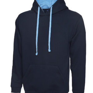 Contrast Hooded Sweatshirt - Navy/Sky, XS