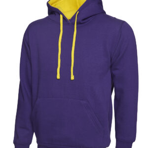 Contrast Hooded Sweatshirt - Purple/Yellow, XS