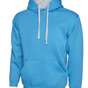 Contrast Hooded Sweatshirt - Sapphire/Heather Grey, XS