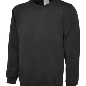 Ladies Deluxe Crew Neck Sweatshirt - Black, XS