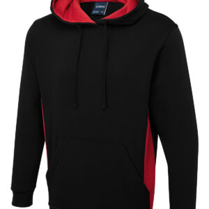 Two Tone Hooded Sweatshirt - Black/Red, XS
