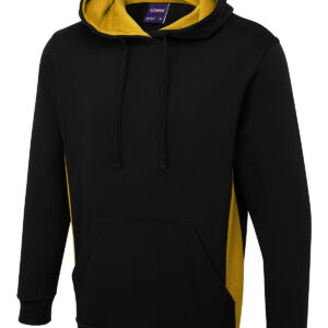 Two Tone Hooded Sweatshirt - Black/Yellow, XS