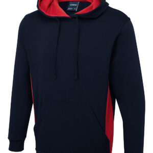 Two Tone Hooded Sweatshirt - Navy/Red, XS