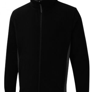 Two Tone Full Zip Fleece Jacket - Black/Charcoal, XS