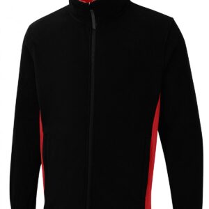 Two Tone Full Zip Fleece Jacket - Black/Red, XS