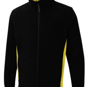Two Tone Full Zip Fleece Jacket - Black/Yellow, XS