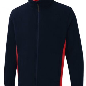 Two Tone Full Zip Fleece Jacket - Navy/Red, XS