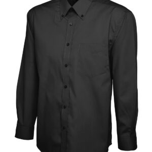 Mens Pinpoint Oxford Full Sleeve Shirt - Black, 14.5
