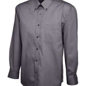 Mens Pinpoint Oxford Full Sleeve Shirt - Charcoal, 14.5