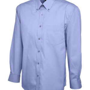 Mens Pinpoint Oxford Full Sleeve Shirt - Mid Blue, 14.5
