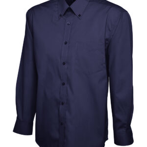 Mens Pinpoint Oxford Full Sleeve Shirt - Navy, 14.5