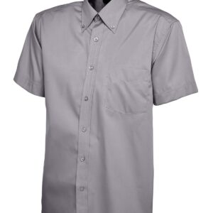 Mens Pinpoint Oxford Half Sleeve Shirt - Charcoal, 14.5