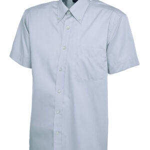 Mens Pinpoint Oxford Half Sleeve Shirt - Light Blue, 14.5