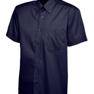 Mens Pinpoint Oxford Half Sleeve Shirt - Navy, 14.5
