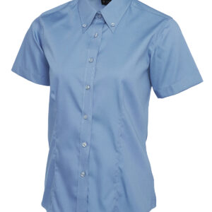 Ladies Pinpoint Oxford Half Sleeve Shirt - Mid Blue, XS