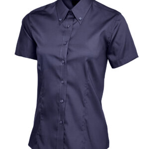 Ladies Pinpoint Oxford Half Sleeve Shirt - Navy, XS