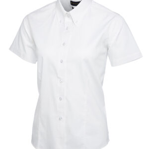 Ladies Pinpoint Oxford Half Sleeve Shirt - White, XS