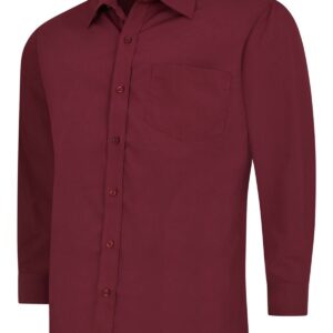 Mens Poplin Full Sleeve Shirt - Burgundy, 14.5