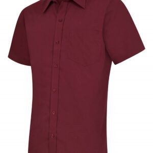 Mens Poplin Half Sleeve Shirt - Burgundy, 14.5