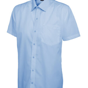 Mens Poplin Half Sleeve Shirt - Light Blue, 14.5