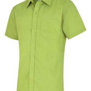 Mens Poplin Half Sleeve Shirt - Lime, 14.5