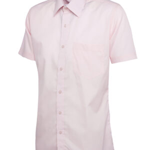 Mens Poplin Half Sleeve Shirt - Pink, 14.5