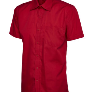 Mens Poplin Half Sleeve Shirt - Red, 14.5