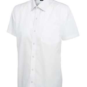 Mens Poplin Half Sleeve Shirt - White, 14.5